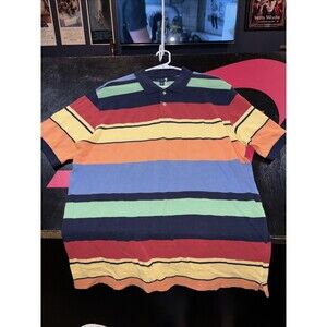 Vintage Club Room Polo Shirt Mens Large Striped Short Sleeve Golf Y2K
